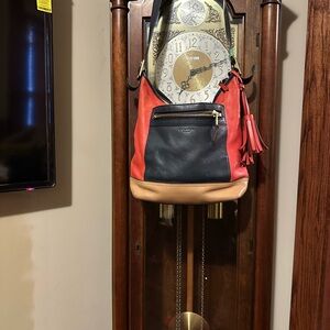 Coach Red and Black Leather Shoulder Bag